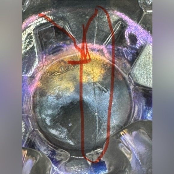 Vintage Dugan Clear Iridescent Carnival Glass Grape Delight Footed Rose Bowl - Picture 9 of 9